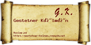 Gestetner Kálmán névjegykártya